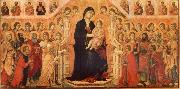Duccio di Buoninsegna Maria and Child throning in majesty, hoofddpaneel of the Maesta, altar piece oil on canvas